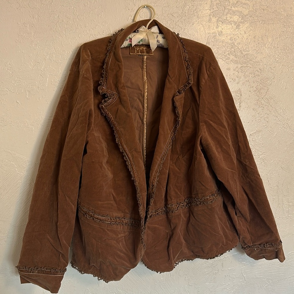2010s faux suede frilly jacket